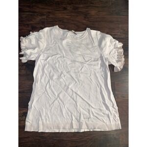 Loft Women's Short Sleeve Puff Sleeve Blouse Pale Pink Large